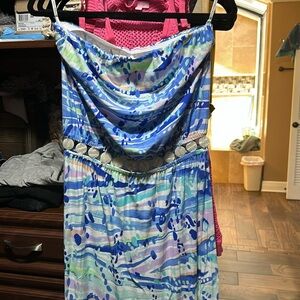 Lilly Pulitzer Mika Maxi Dress Blue Current Chasing Waves